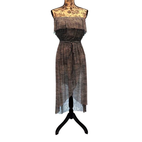 Cynthia Rowley Strapless Maxi Dress | Black & White Striped | Size M - Picture 1 of 3